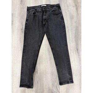 Zara Man Slim Straight Jeans Mens Size 36x31 Black Stretch